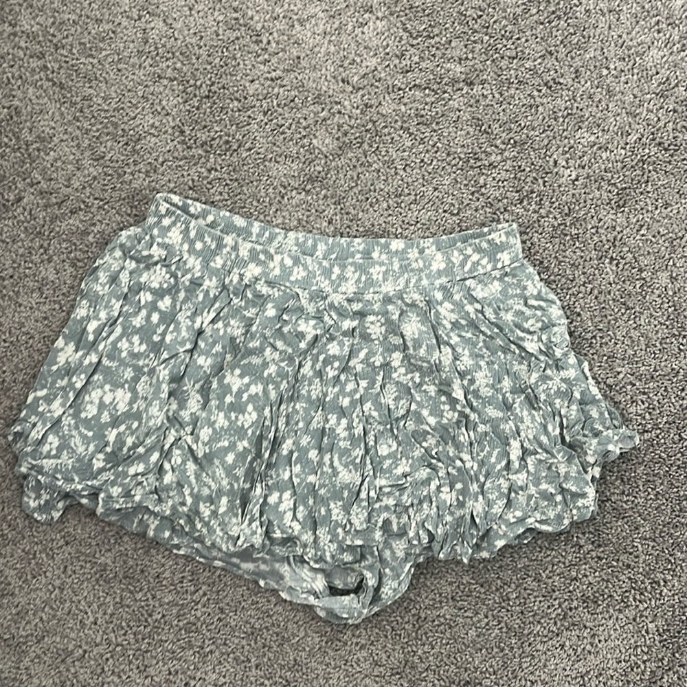 White & Blue Flower Shorts